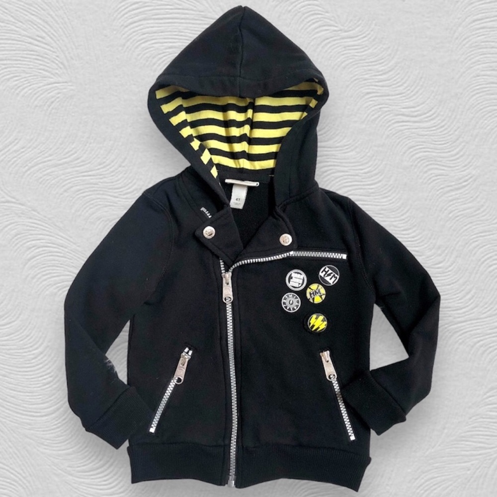 Harajuku Mini x Target Black Full Zip Moto Hooded Jacket Gwen Stefani Hoodie 2T
